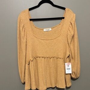 NWT A Beautiful Soul Orange Waffle Blouse